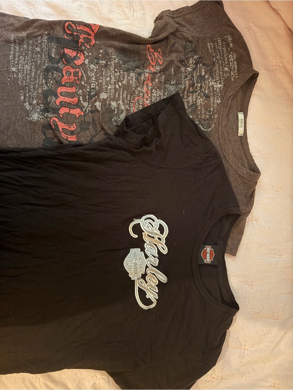Harley-Davidson Black Tee with Brown Graphic Tee Bundle